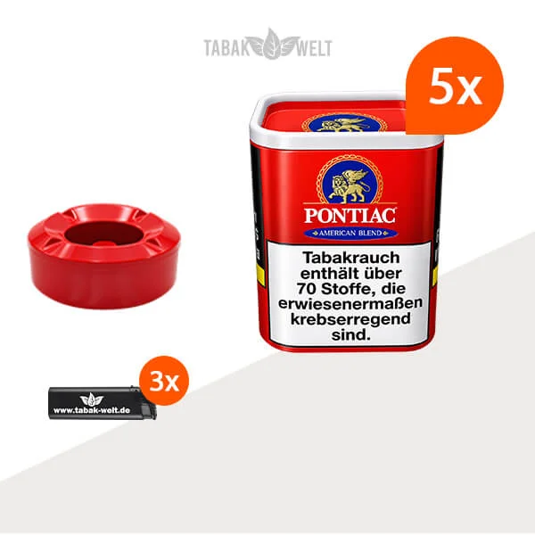 Pontiac American Blend Tabak 5x Dose mit Aschenbecher