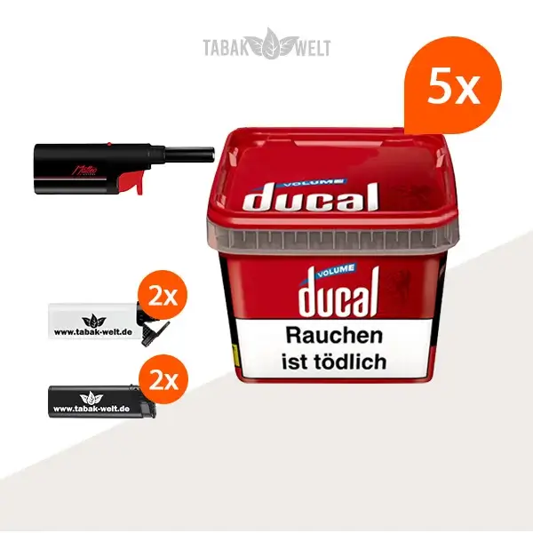 ducal-red-volumentabak-5x-eimer-mit-stabfeuerzeug