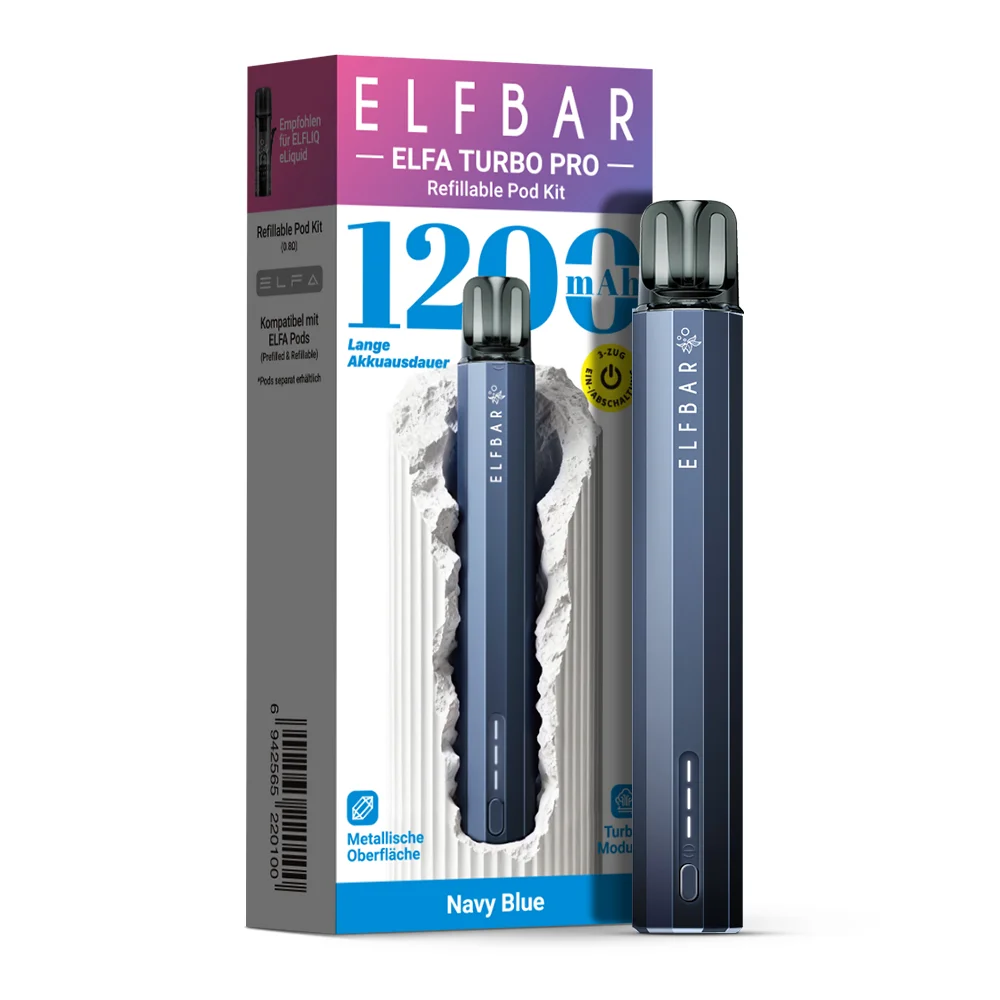 Elfbar Elfa Turbo Pro Refillable Pod Kit Navy Blue - Device + Leerpod