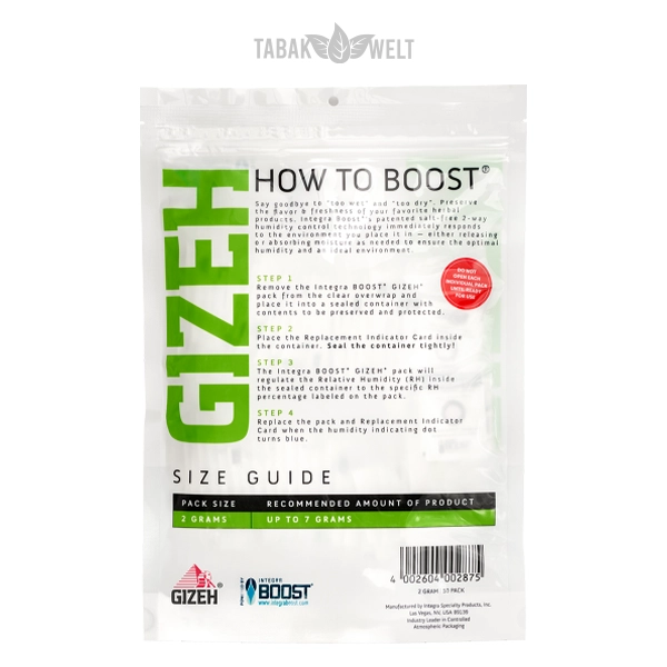 Gizeh x Integra Boost Humidity Pack hinten
