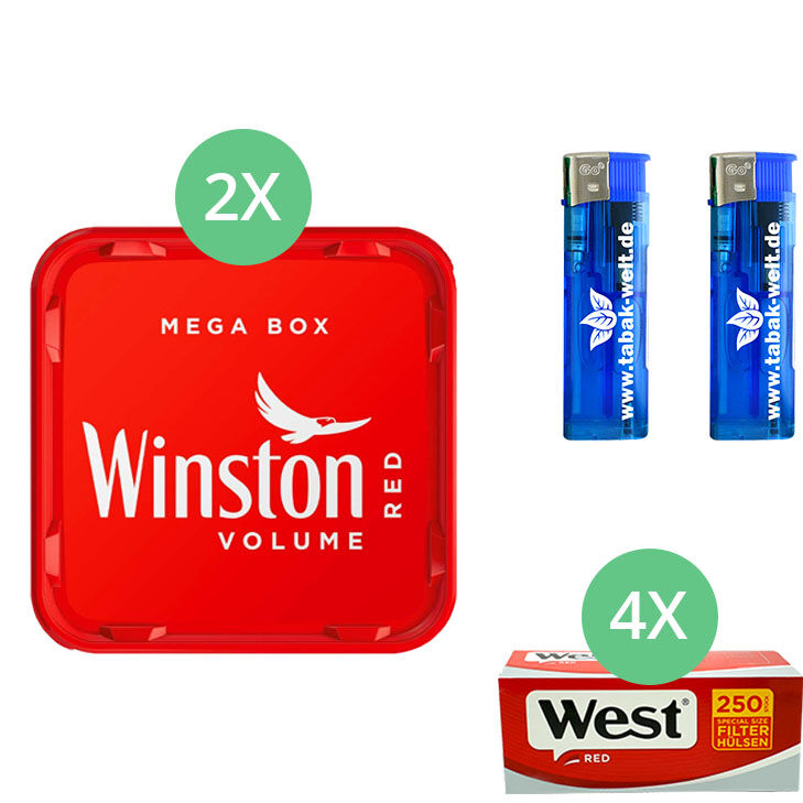 Winston Mega Box 2 x 140g mit 1000 Special Size Hülsen