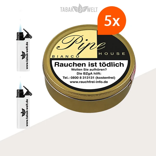 Pipe House Bianco 5er-Dosenpackung mit Feuerzeugen