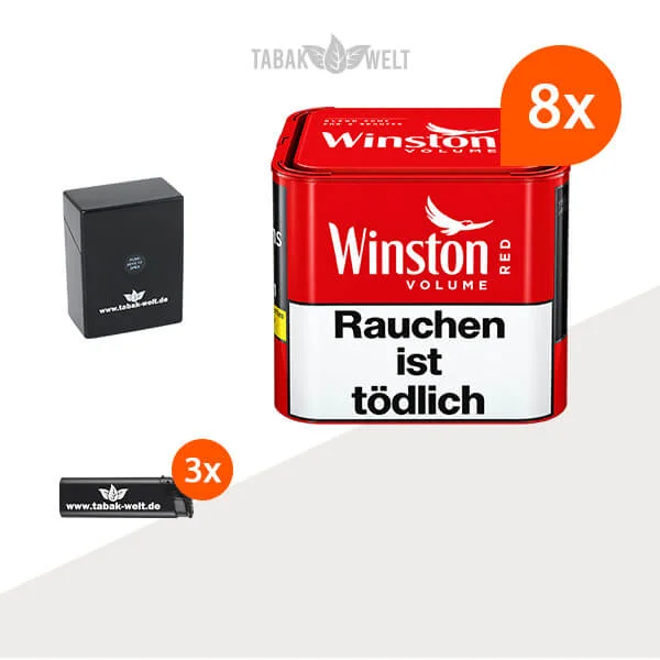 Winston Red Volumentabak S 8 x Dose mit Etui