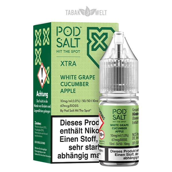 Pod Salt Xtra E-Liquid White Grape Cucumber 10 ml 10 mg/ml