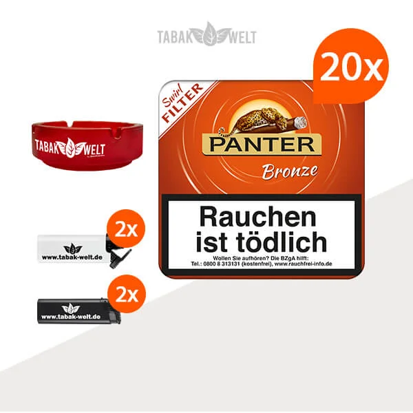 10x-panter-bronze-swirl-filter-20er-zigarillos-mit-feuerzeuge-und-glas-aschenbecher 10x-panter-bronze-swirl-filter-20er-zigarillos-mit-feuerzeuge-und-glas-aschenbecher