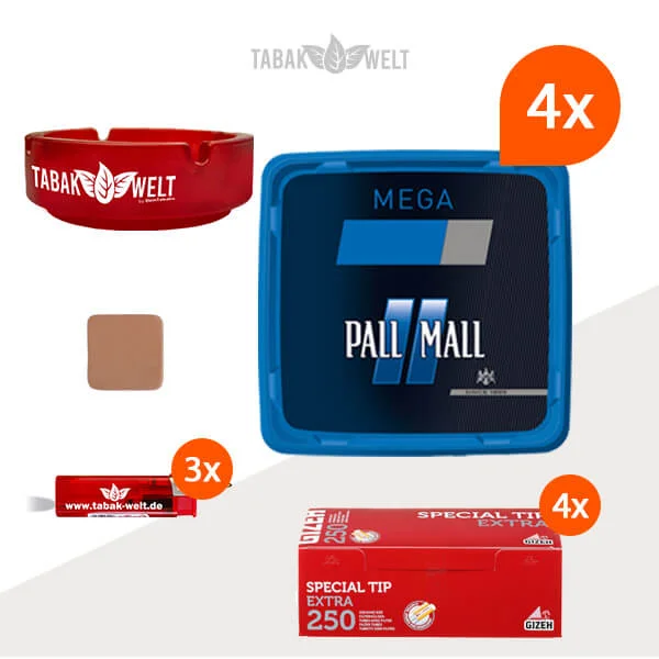 Pall Mall Tabak Blau 4 x Mega Box mit 1000 Gizeh Special Tip Extra Hülsen Pall Mall Tabak Blau 4 x Mega Box mit 1000 Gizeh Special Tip Extra Hülsen