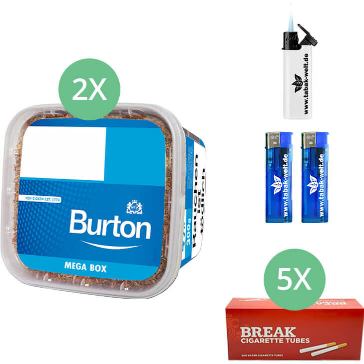 Burton Blue Tabak 2 x Mega Box mit 1000 Hülsen
