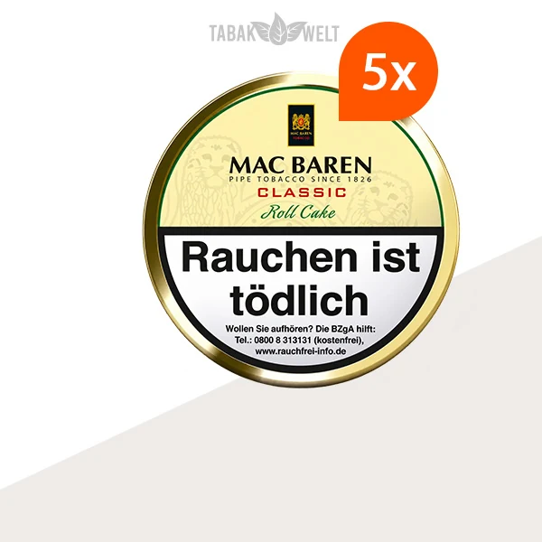 Mac Baren Classic Roll Cake Pfeifentabak 5er-Dosen-Set