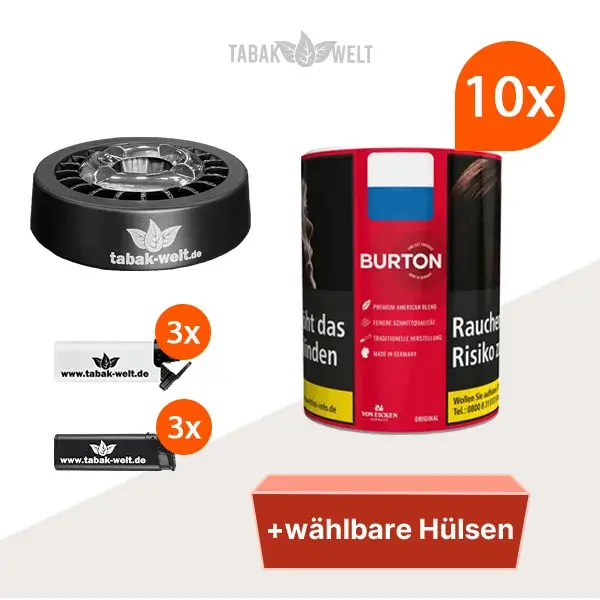 burton-original-feinschnitt-tabak-10x-dose-mit-waehlbaren-huelsen-und-roulette-aschenbecher burton-original-feinschnitt-tabak-10x-dose-mit-waehlbaren-huelsen-und-roulette-aschenbecher
