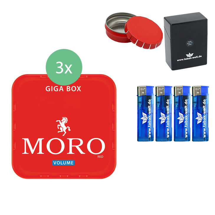 Moro Tabak 3 x 270g mit Zigarettenbox