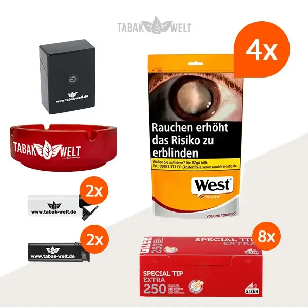 west-yellow-volumentabak-4x-grosse-beutel-mit-2000-special-tip-extra-filterhuelsen