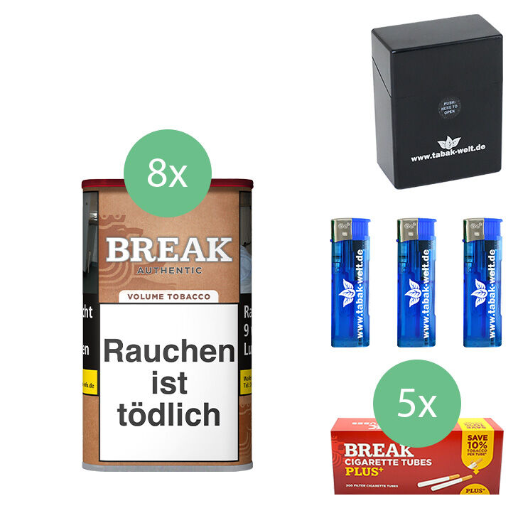 Break Authentic Tabak 8 x Dose mit 1000 Plus Filterhülsen