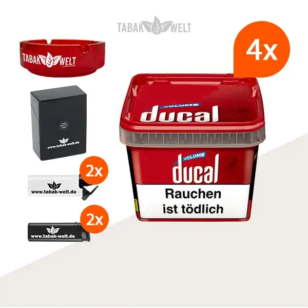 ducal-red-volumentabak-4x-eimer-mit-etui-und-aschenbecher