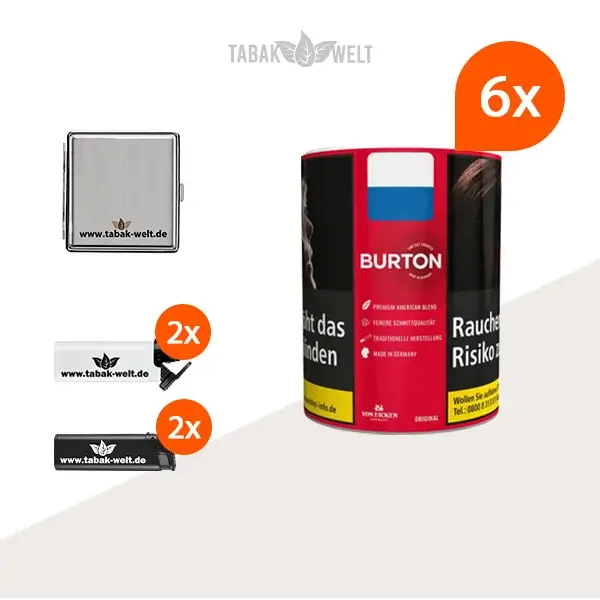 Burton Original Feinschnitt-Tabak 6x Dose mit Etui Burton Original Feinschnitt-Tabak 6x Dose mit Etui