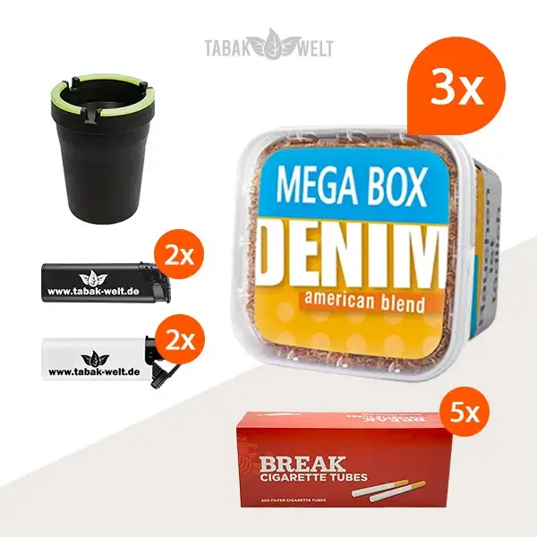 denim-volumentabak-3x-mega-box-mit-1000-filterhuelsen-und-aschenbecher