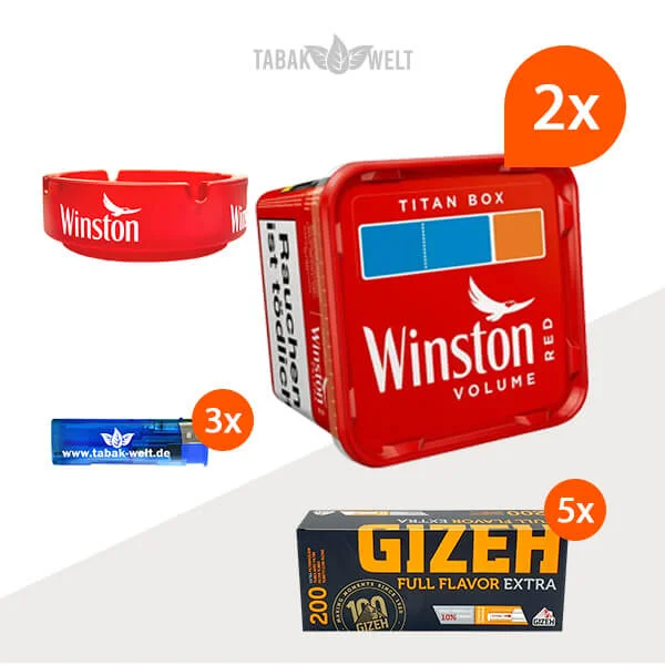 Winston Volumentabak 2 x Titan Box mit 1000 Gizeh Extra Hülsen