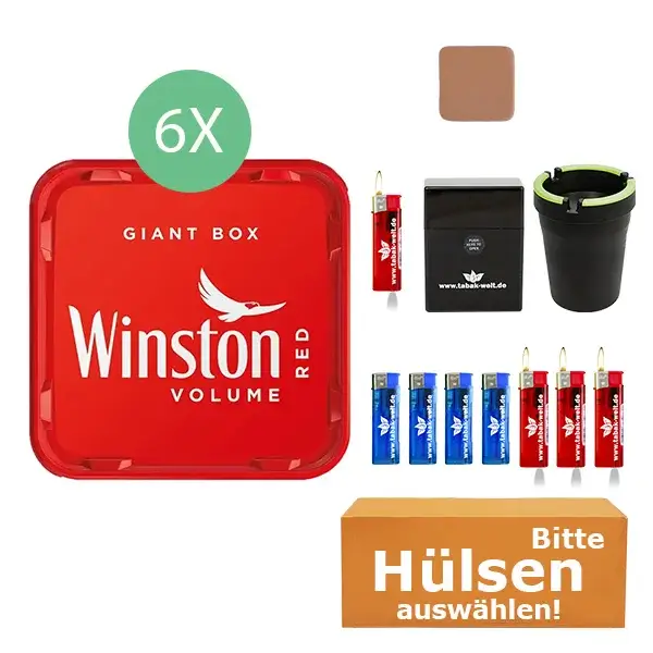 Winston Volumentabak 6 x Giant Box mit wählbarem Hülsen und Etui