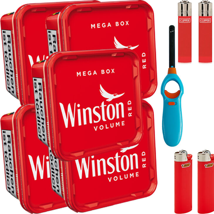 Winston Mega Box 5 x 135g mit Feuerzeugen