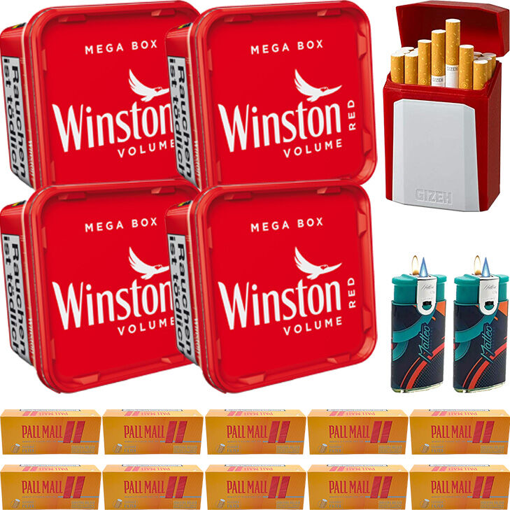 Winston Tabak 4 x Mega Box mit 2000 Xtra Hülsen 