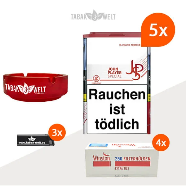 JPS XL Red Volumentabak 5x Dose mit 1000 Extra Size Hülsen