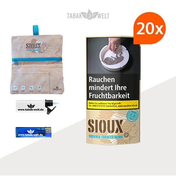 Sioux Virginia Blue 20 x 30g mit Tabaktasche
