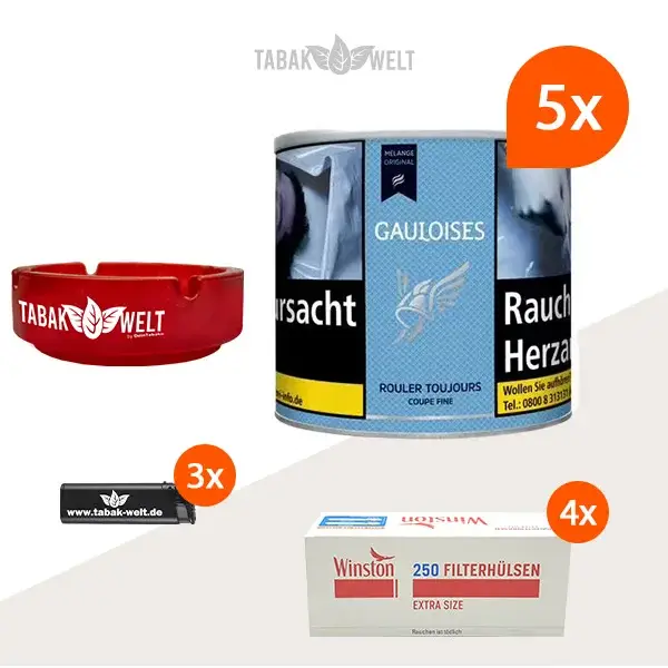 Gauloises Mélange Original Feinschnitt Tabak 5x Dose mit 1000 Extra Size Hülsen