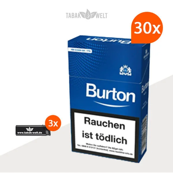 30X Burton Blue Zigarillos mit Feuerzeuge