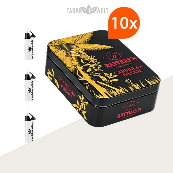 Rattray’s Artist Collection Caribbean Dream Pfeifentabak – 10er-Dose mit Feuerzeugen