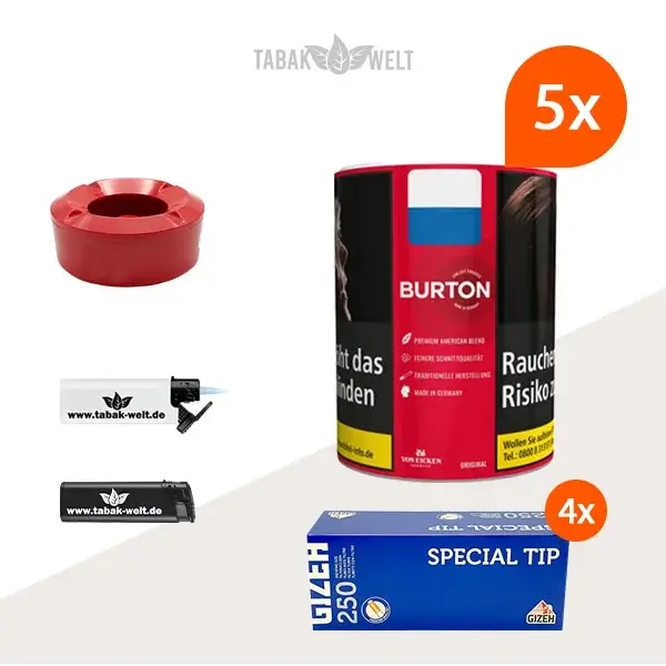 burton-original-feinschnitt-tabak-5x-dose-mit-1000-special-tip-king-size-huelsen-und-windaschenbecher burton-original-feinschnitt-tabak-5x-dose-mit-1000-special-tip-king-size-huelsen-und-windaschenbecher