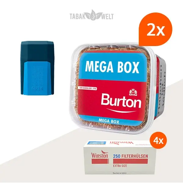 burton-red-volumentabak-2x-mega-box-mit-1000-extra-size-huelsen-und-etui