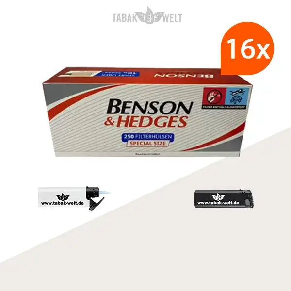 16x-benson-und-hedges-special-size-filterhuelsen-250er-4000-stueck-mit-feuerzeugen