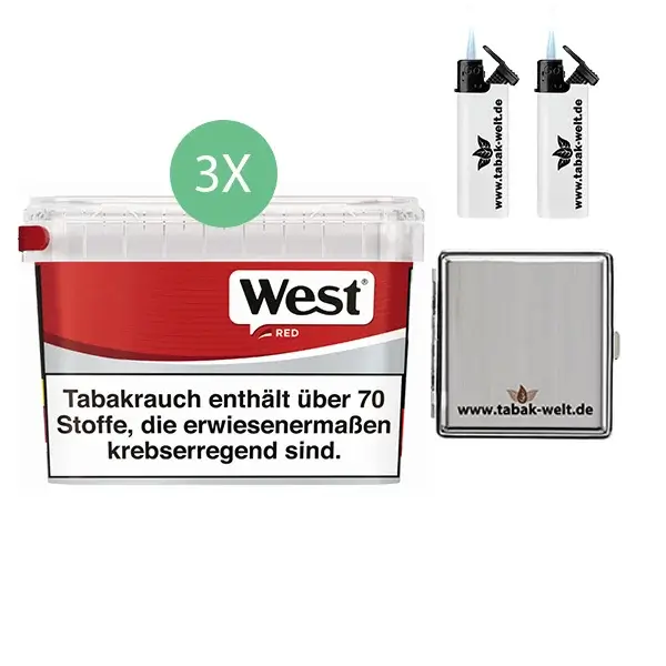 West Tabak Red 3 x Mega Box mit Etui