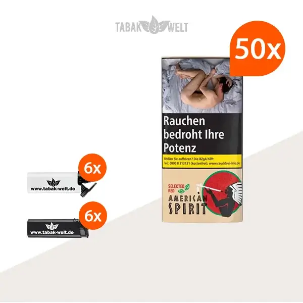 american-spirit-selected-red-feinschnitt-tabak-50x-pouch-mit-feuerzeugen