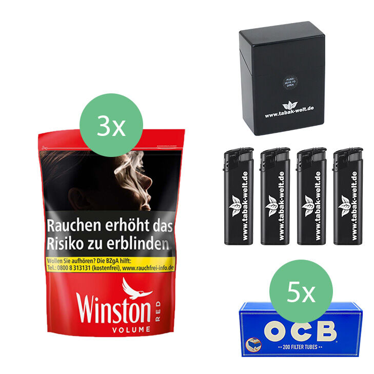 Winston Red 3 x 160g mit 1000 OCB Hülsen