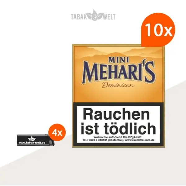 10X Mehari's Mini Dominican mit Feuerzeuge 10X Mehari's Mini Dominican mit Feuerzeuge