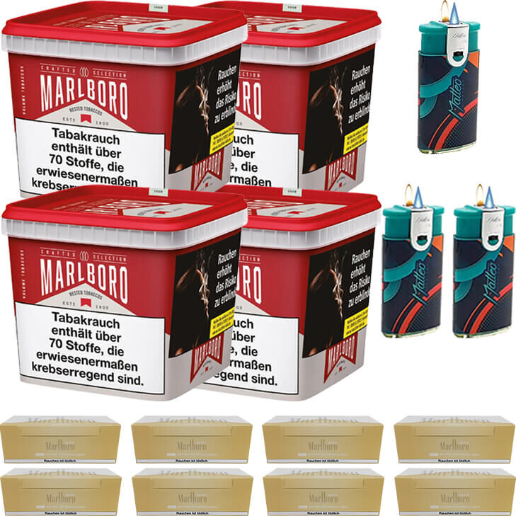 Marlboro Tabak Crafted Selection 4 x Mega Box mit 2000 Gold Extra Hülsen