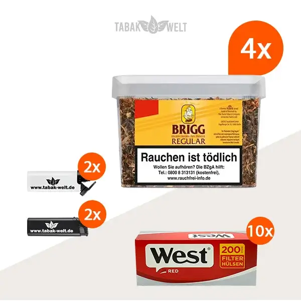 brigg-regular-pfeifentabak-4x-eimer-mit-2000-west-king-size-huelsen