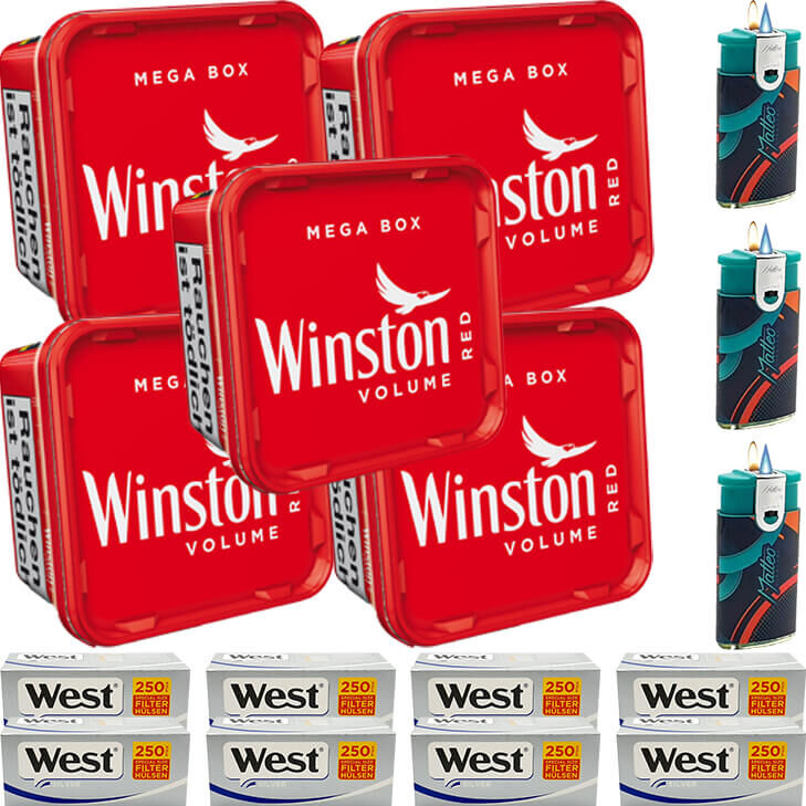 Winston Mega Box 5 x Eimer mit 2000 Silver Special Size Hülsen