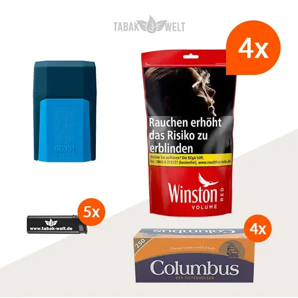 Winston Red Volumentabak 4x Beutel XL mit 1000 Hülsen und Etui Winston Red Volumentabak 4x Beutel XL mit 1000 Hülsen und Etui