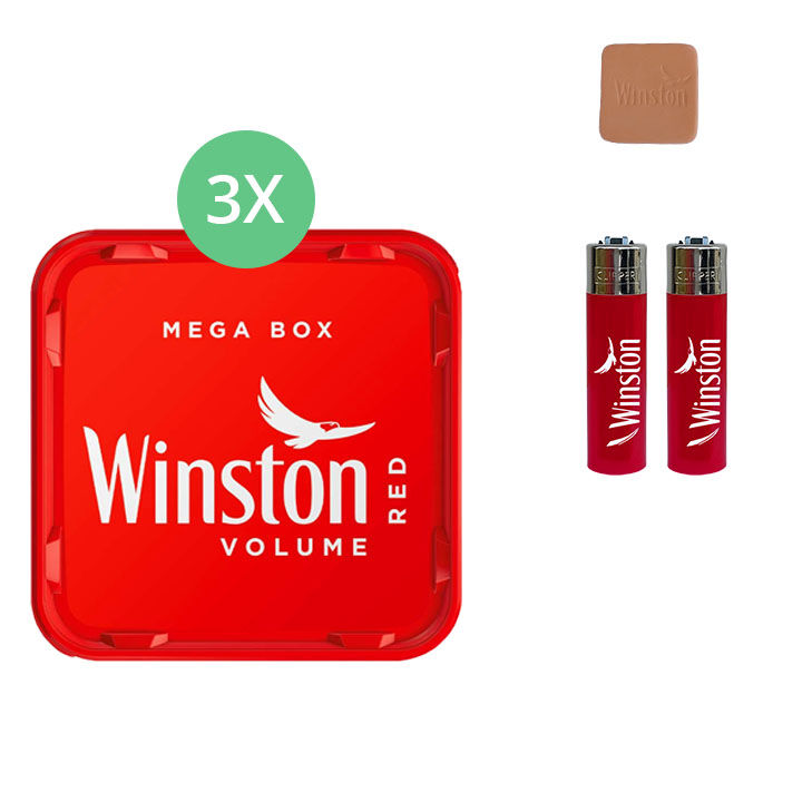Winston Mega Box 3 x 140g mit Clipper Feuerzeugen