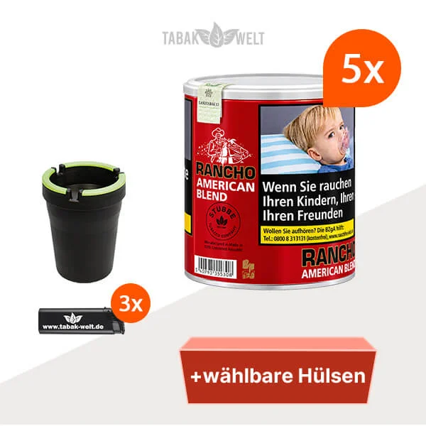 Rancho American Blend 5er-Pack mit fünf Dosen und wählbaren Hülsen