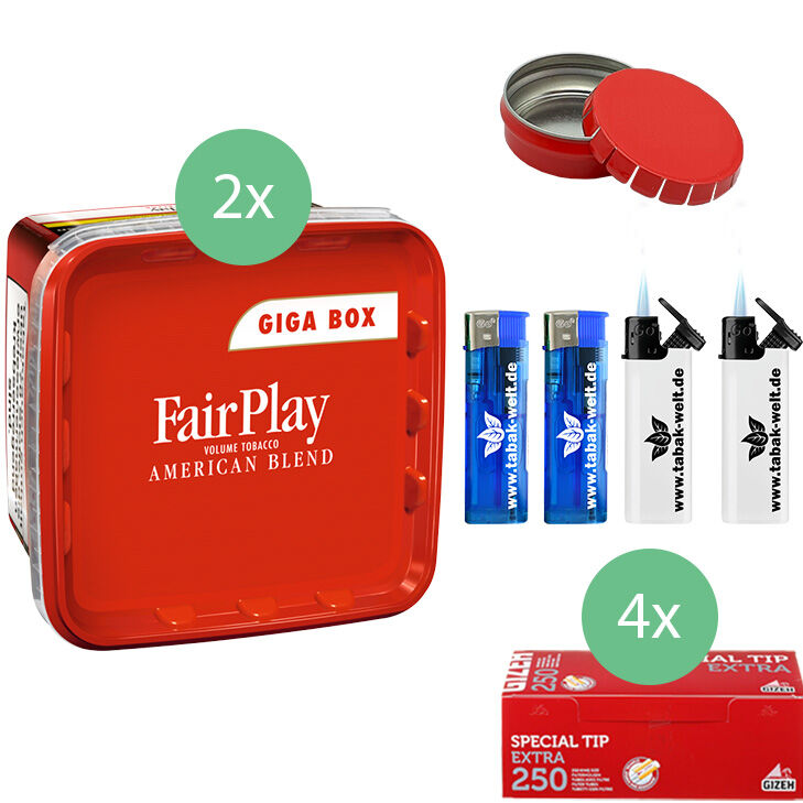 Fair Play Volumentabak Giga Box 2 x 315g mit 1000 Extra Filterhülsen 