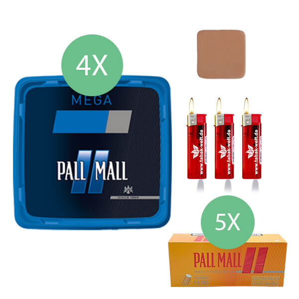 4 x pall mall blau volumentabak mit1000 pall mall allround hülsen
