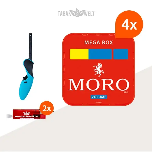 Moro Volumentabak 4 x Mega Box mit Feuerzeugen