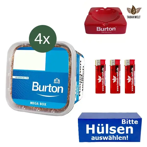 Burton Volumentabak Blue 4 x Mega Box mit wählbaren Hülsen