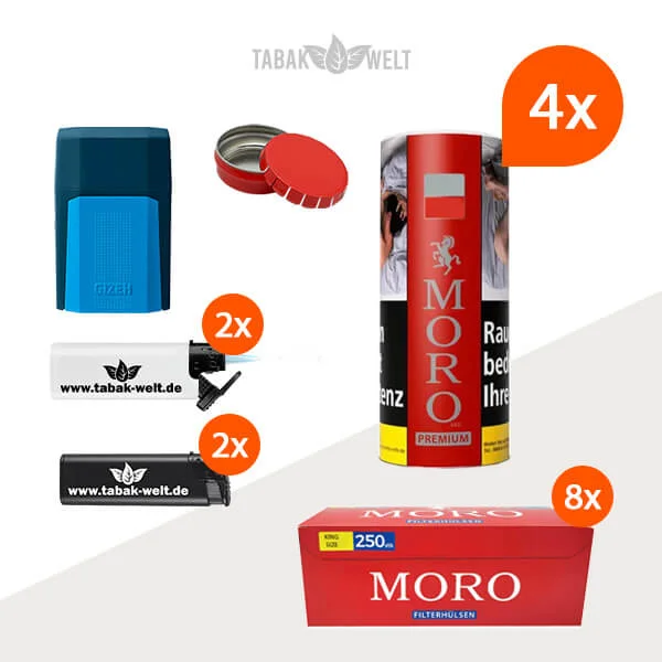 4x-moro-red-premium-Dose-waelbaren-huelsen-und-Etui-Taschenasche