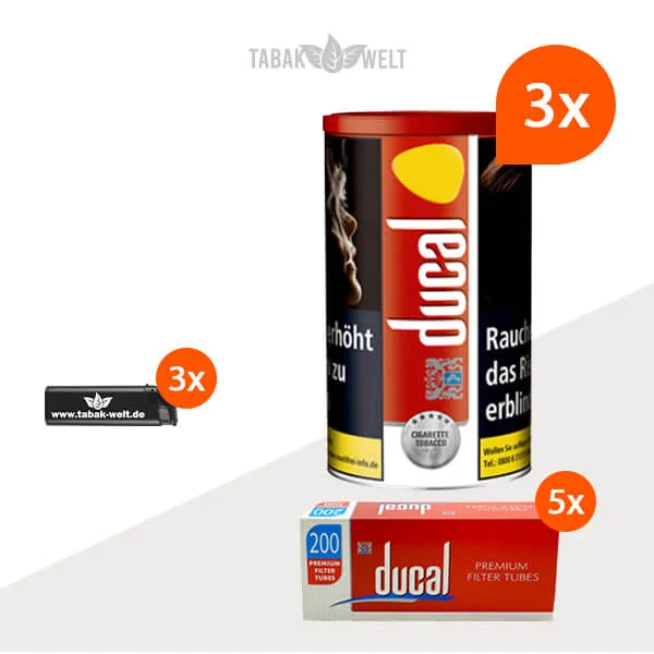 ducal-red-feinschnitt-tabak-3x-dose-mit-1000-filterhuelsen