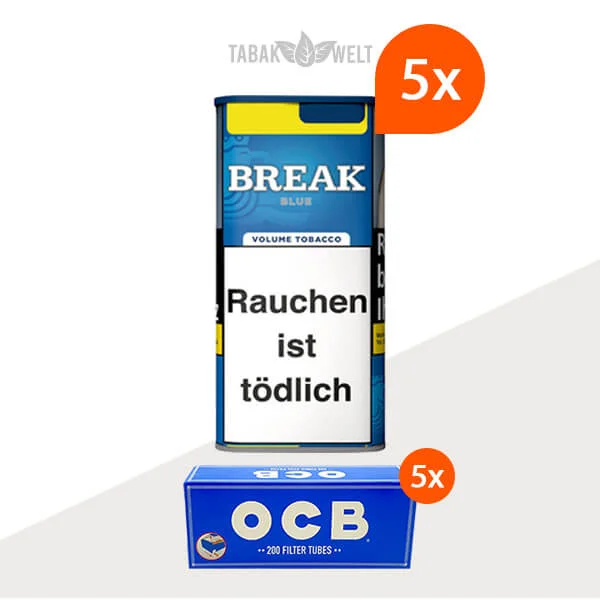 Break Blue Volumentabak 5x Dose mit 1000 Filterhülsen 