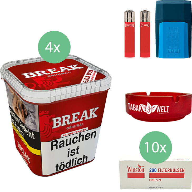 Stopf dein Ding Break Original 4 x 215g mit 2000 King Size Filterhülsen