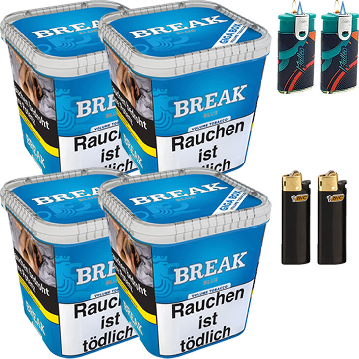 Break Tabak Blue 4 x Giga mit Feuerzeugen